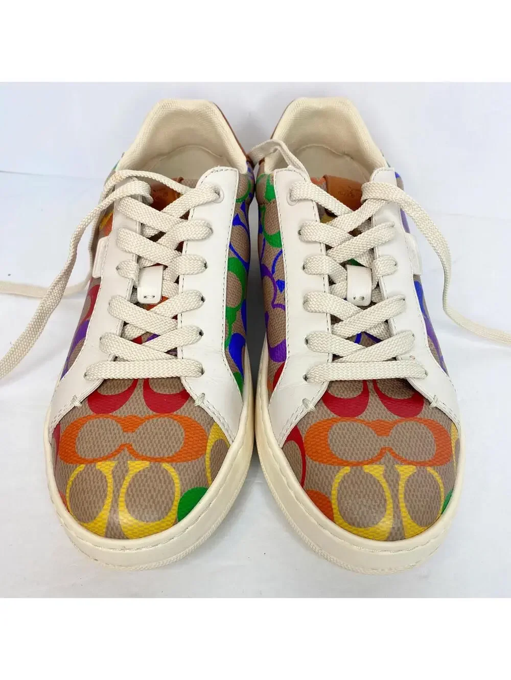 Coach Monogram Lowline Ladies Rainbow Coated Canvas Sneakers 7.5 B